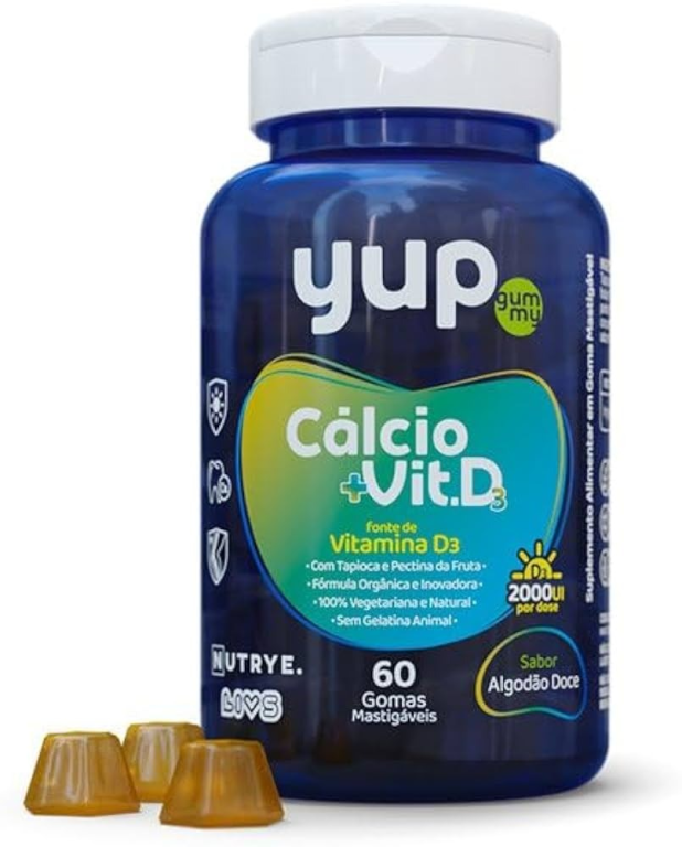 Yup Gummy Adulto Calcio + Vitamina D3 2000UI 60 gomas S/ Algodão doce