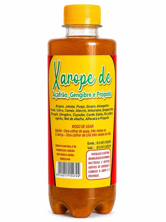 Xarope de Açafrao , gengibre e propolis