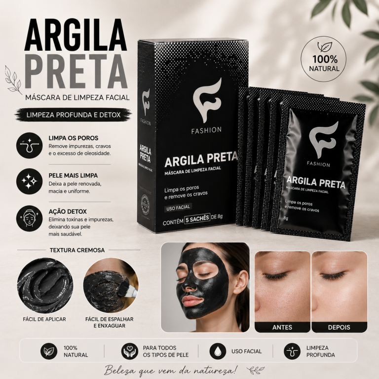 ARGILA PRETA MÁSCARA FACIAL CAIXA C/5 SACHÊS FASHION *VENCIMENTO 09/26