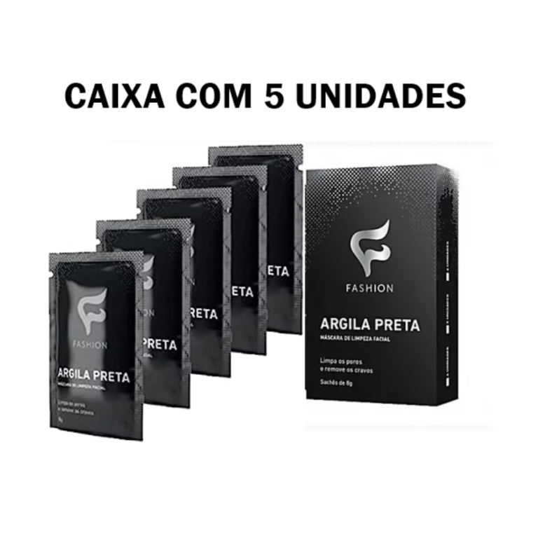 ARGILA PRETA MÁSCARA FACIAL CAIXA C/5 SACHÊS FASHION