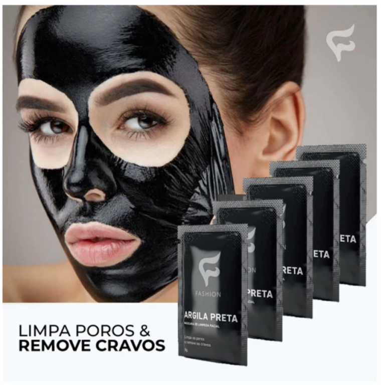 ARGILA PRETA MÁSCARA FACIAL CAIXA C/5 SACHÊS FASHION
