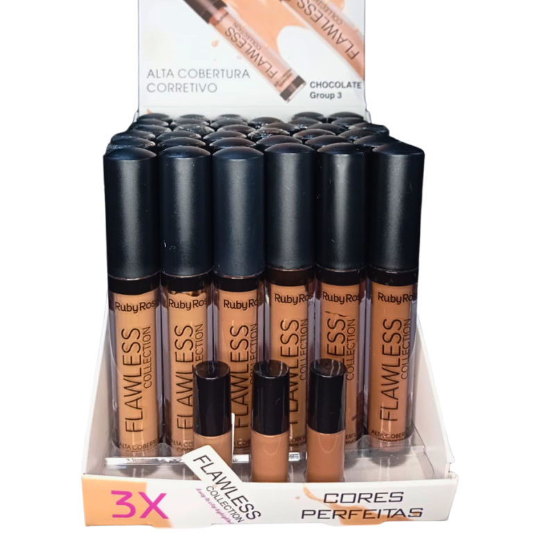 CORRETIVO LÍQUIDO FLAWLESS CHOCOLATE RUBY ROSE 4ML BOX COM 36 UN