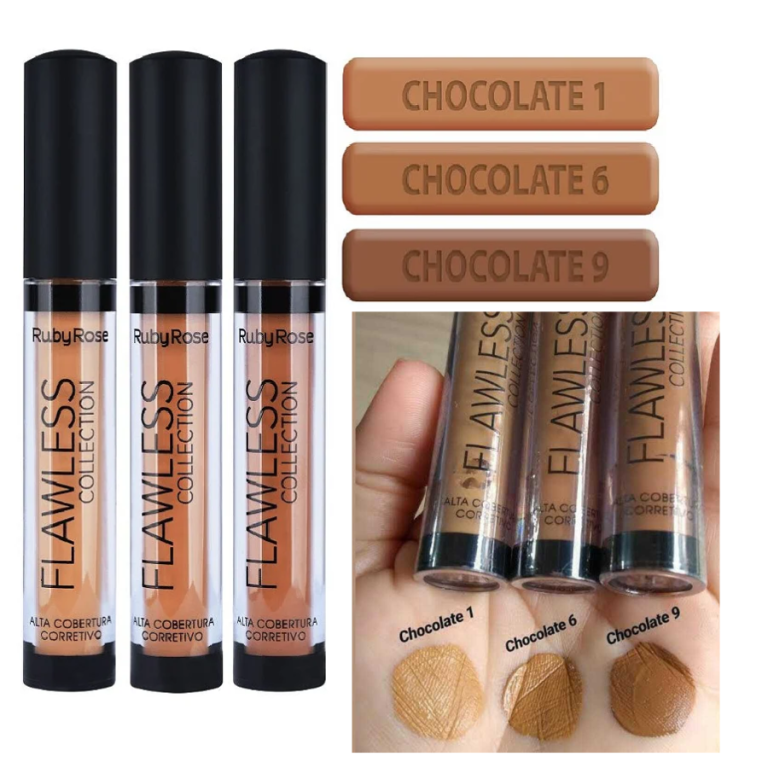 CORRETIVO LÍQUIDO FLAWLESS CHOCOLATE RUBY ROSE 4ML BOX COM 36 UN