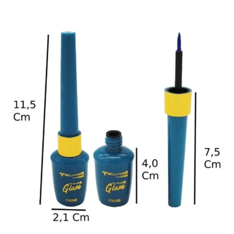 DELINEADOR LÍQUIDO COLORIDO GLAM COLORS BELLA FEMME BOX COM 24 UN