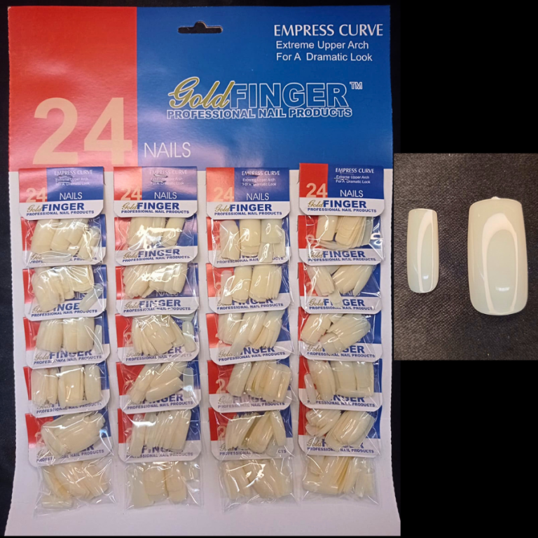 CARTELA DE UNHA POSTIÇA LEITOSA QUADRADA GOLD FINGER COM 24 KITS