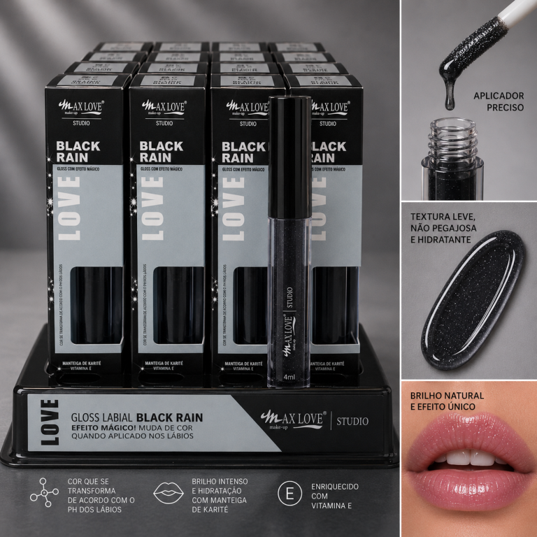 LIP GLOSS MÁGICO BLACK RAIN MAX LOVE BOX COM 32 UN