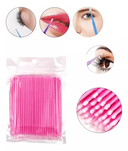 MICROBUSH COTONETES ROSA PARA CÍLIOS PACOTE COM 100 UN