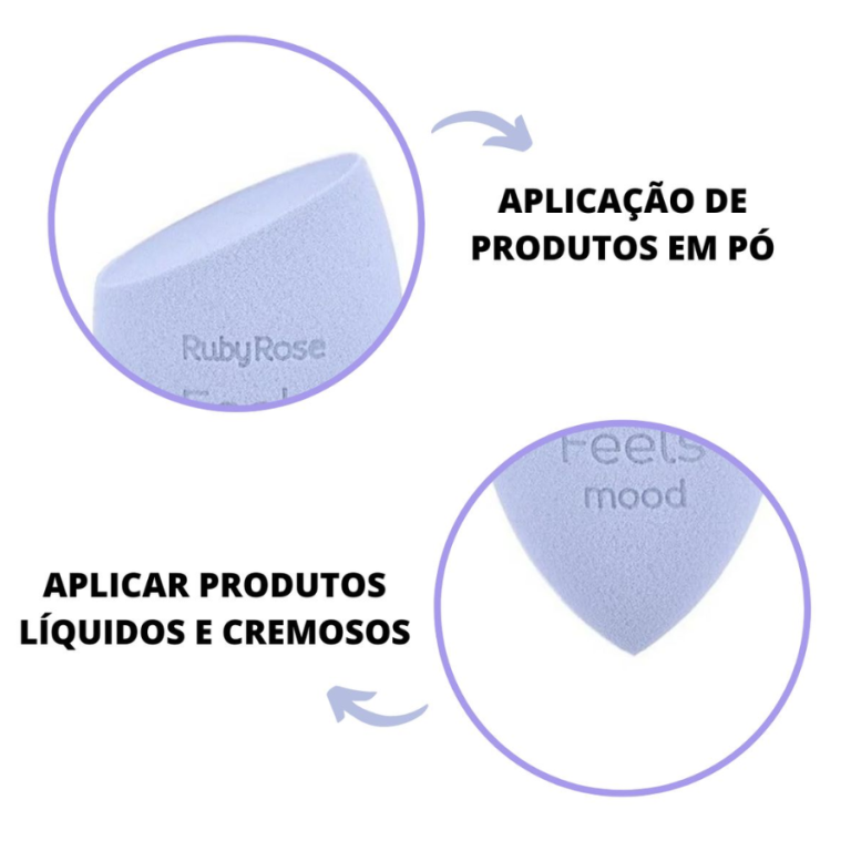 ESPONJA FEELS SOFT BLENDER COM CORTE RUBY ROSE BOX COM 8 UN