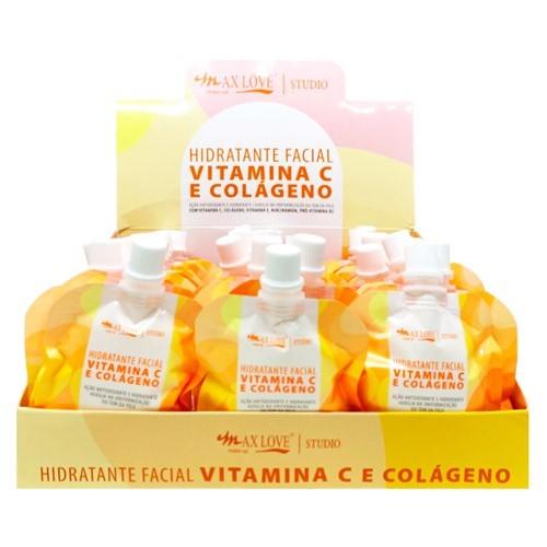 CREME HIDRATANTE FACIAL POUCH VITAMINA C E COLÁGENO 50G MAX LOVE
