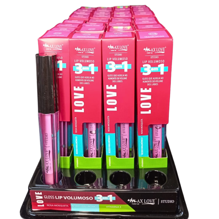 LIP GLOSS VOLUMOSO 3 EM 1 COR 308 MAX LOVE BOX COM 32 UN