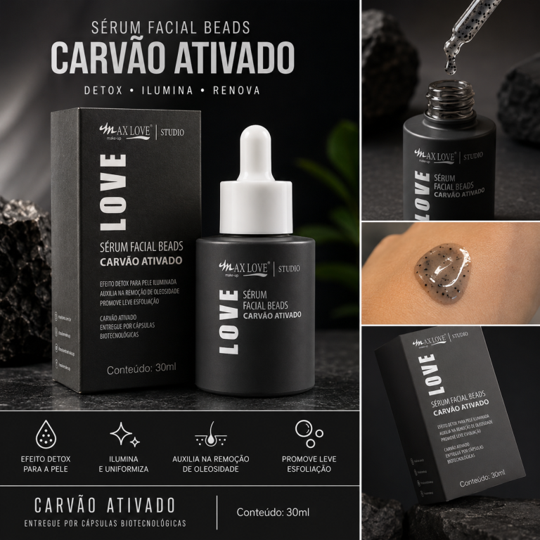 SÉRUM FACIAL CARVÃO ATIVADO MAX LOVE BOX COM 24 UN