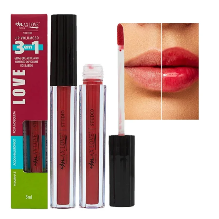 LIP GLOSS VOLUMOSO 3 EM 1 COR 304 MAX LOVE BOX COM 32 UN