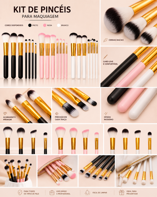 KIT PINCÉIS KABUKI COM 10 PEÇAS
