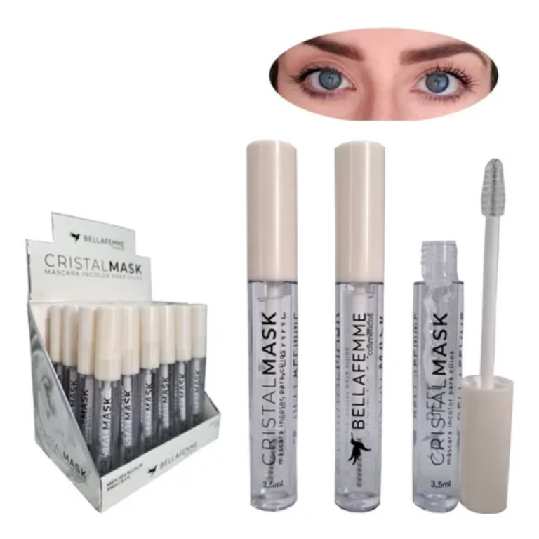 MÁSCARA DE CÍLIOS INCOLOR CRISTAL MASK 3,5ML BELLA FEMME BOX COM 24 UN
