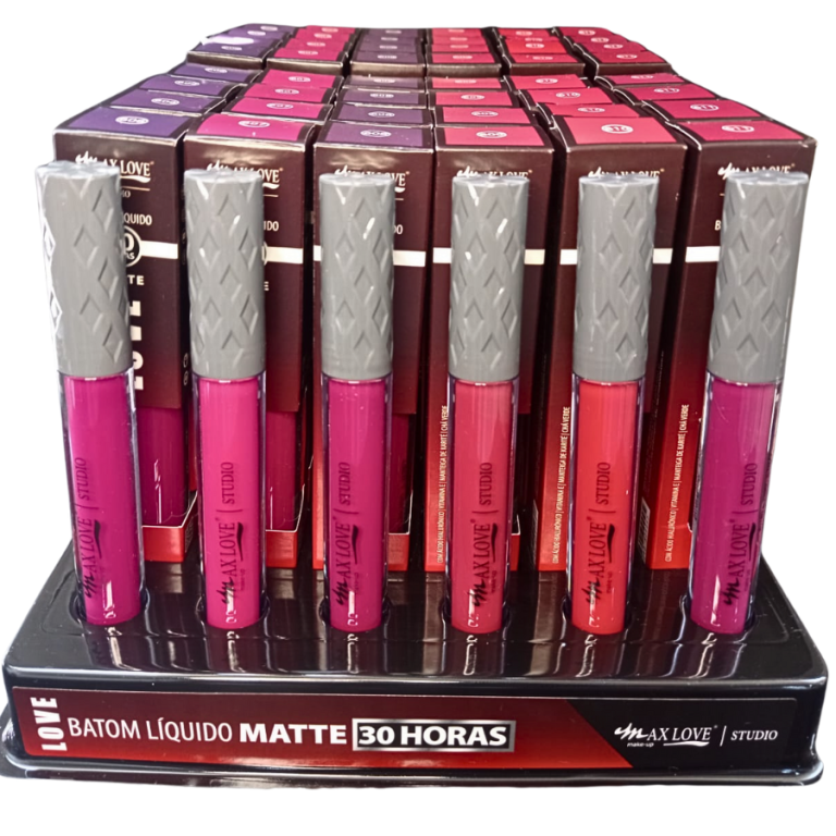 BATOM LÍQUIDO MATTE 30 HORAS MAX LOVE 606 AO 611 BOX COM 48 UN