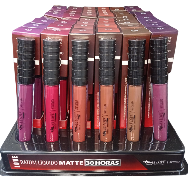 BATOM LÍQUIDO MATTE 30 HORAS MAX LOVE 612 AO 617 BOX COM 48 UN