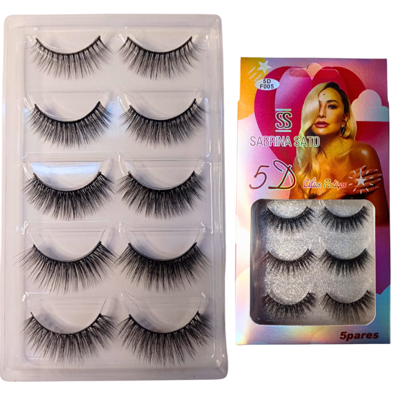 CARTELA CÍLIOS POSTIÇOS 5D 5 PARES SABRINA SATO