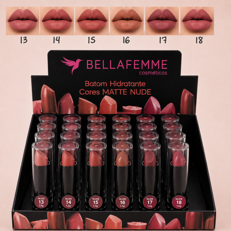 BATOM NUDE MATTE BELLA FEMME 3,4G BOX COM 24 UN