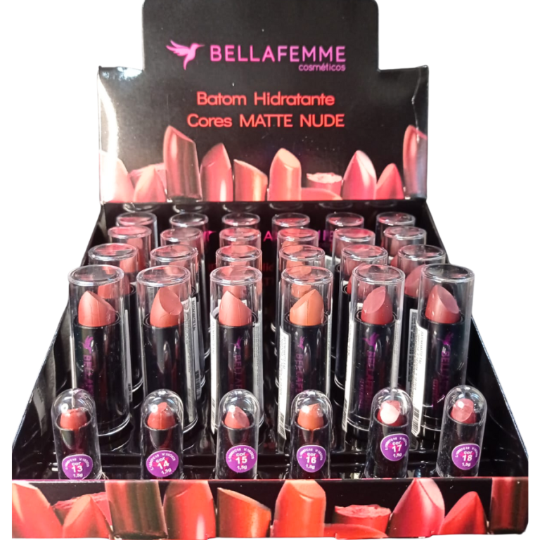 BATOM NUDE MATTE BELLA FEMME 3,4G BOX COM 24 UN