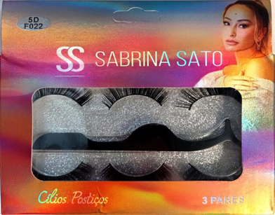 CÍLIOS POSTIÇOS 5D 3 PARES COM PINÇA SABRINA SATO