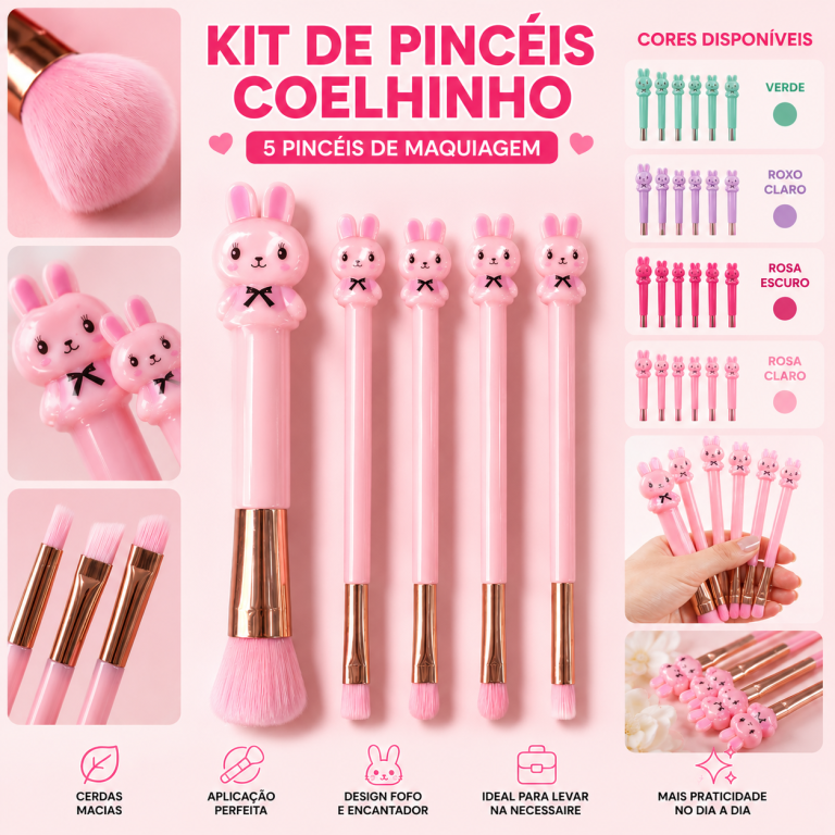 KIT PINCÉIS COELHO COM 5 PEÇAS