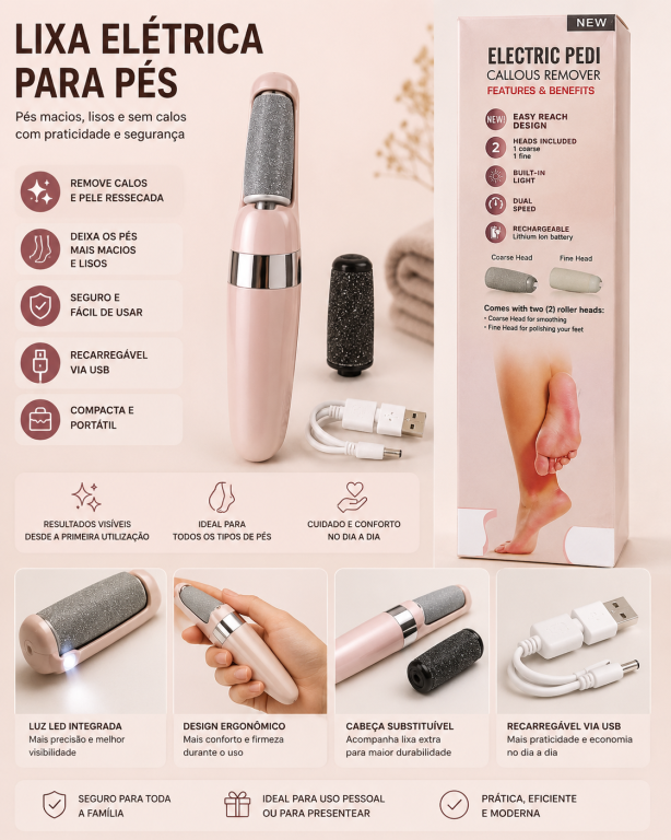 LIXA ELÉTRICA PARA OS PÉS COM REFIL