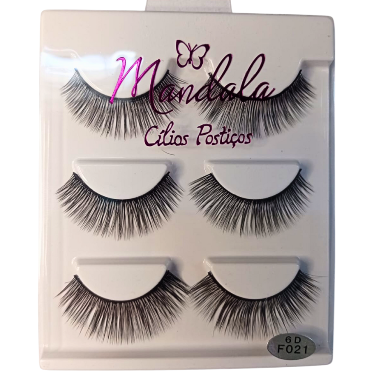 CARTELA CÍLIOS POSTIÇOS 6D 3 PARES MANDALA