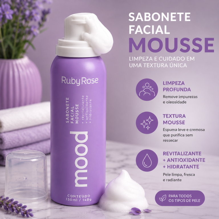 SABONETE FACIAL MOUSSE MOOD RUBY ROSE 150ML *VENCIMENTO 10/26