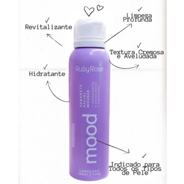 SABONETE FACIAL MOUSSE MOOD RUBY ROSE 150ML