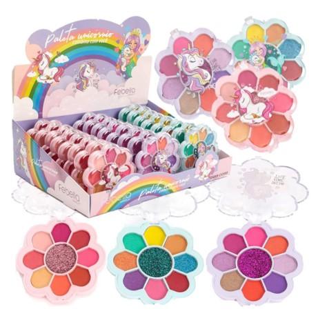 PALETA DE SOMBRA 12 CORES TEEN UNICÓRNIO FEBELLA BOX COM 24 UN