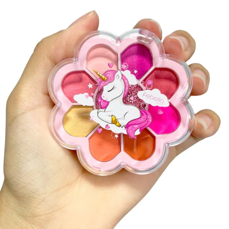 PALETA DE SOMBRA 9 CORES TEEN UNICÓRNIO FEBELLA BOX COM 24 UN