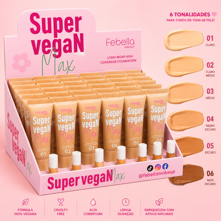 BASE LÍQUIDA VEGANA 45 ML FEBELLA BOX COM 36 UN *VENCIMENTO 11/26