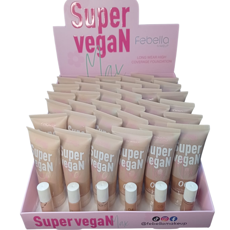 BASE LÍQUIDA VEGANA 45 ML FEBELLA BOX COM 36 UN *VENCIMENTO 11/26