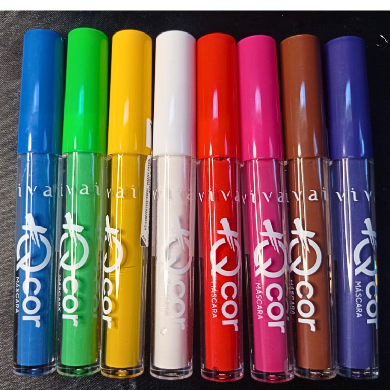 MÁSCARA DE CÍLIOS COLORIDA 8 CORES 2ML VIVAI BOX COM 48 UN