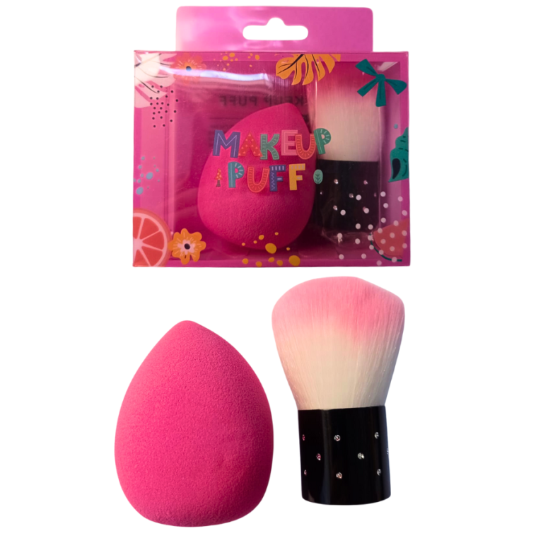 KIT CAIXA MINI PINCEL PARA PÓ E ESPONJA GOTA