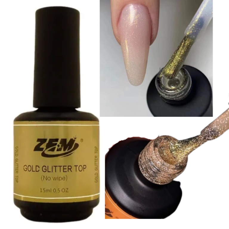 TOP COAT COM GLITTER GOLD (NO WIPE) ZEM 15 ML