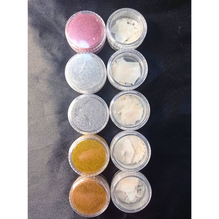 KIT PÓ CROMADO COM MADRE PÉROLA COM 10 UN