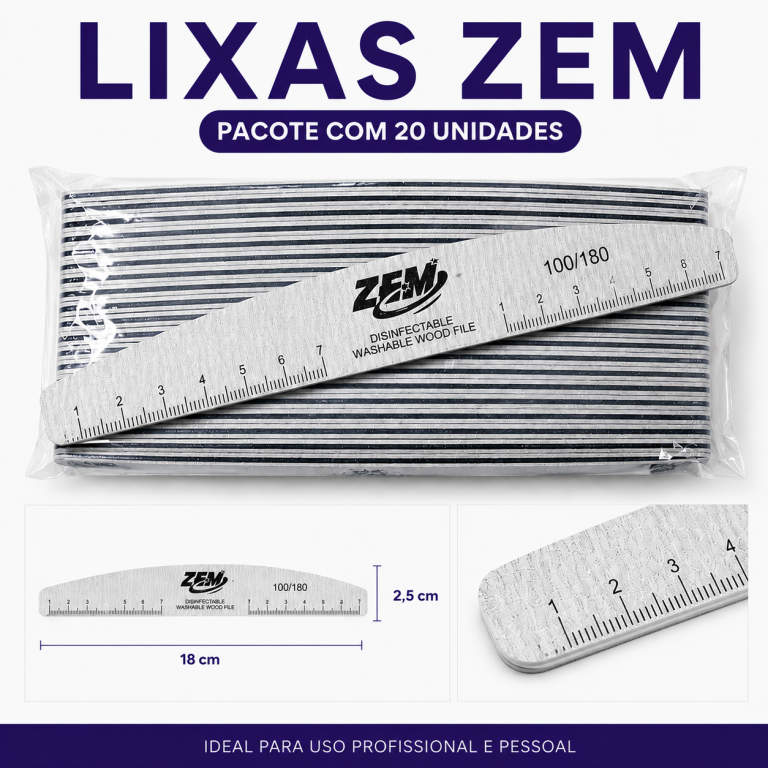 PACOTE LIXA RÉGUA CURVA RETA ZEM COM 20 UN