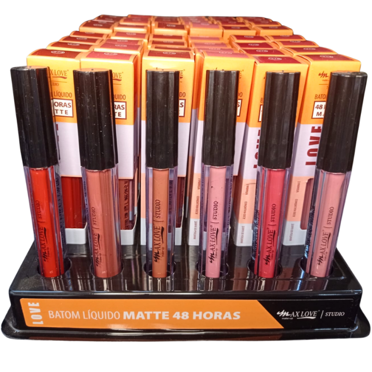 BATOM LÍQUIDO MATTE 48 HORAS 274 AO 279 MAX LOVE BOX COM 48 UN