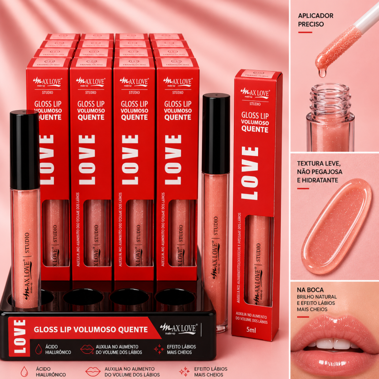 LIP GLOSS VOLUMOSO QUENTE  COR 153 MAX LOVE BOX COM 32 UN