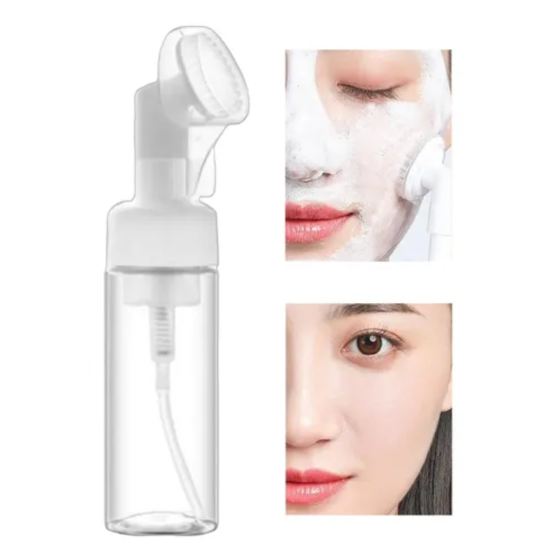 FRASCO PUMP COM ESCOVINHA DE SILICONE PARA LIMPEZA FACIAL 150ML