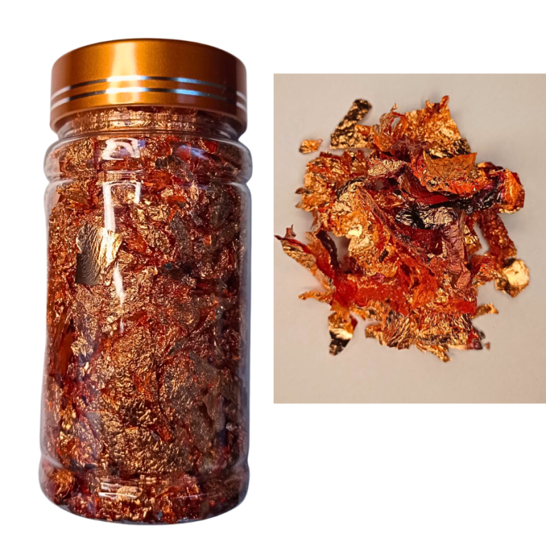 ENFEITE FOLHAS DE OURO ROSÊ POTE GRANDE 10CM