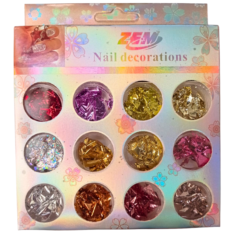 ENFEITE FOLHAS DE OURO COLORIDAS ZEM COM 12 UN