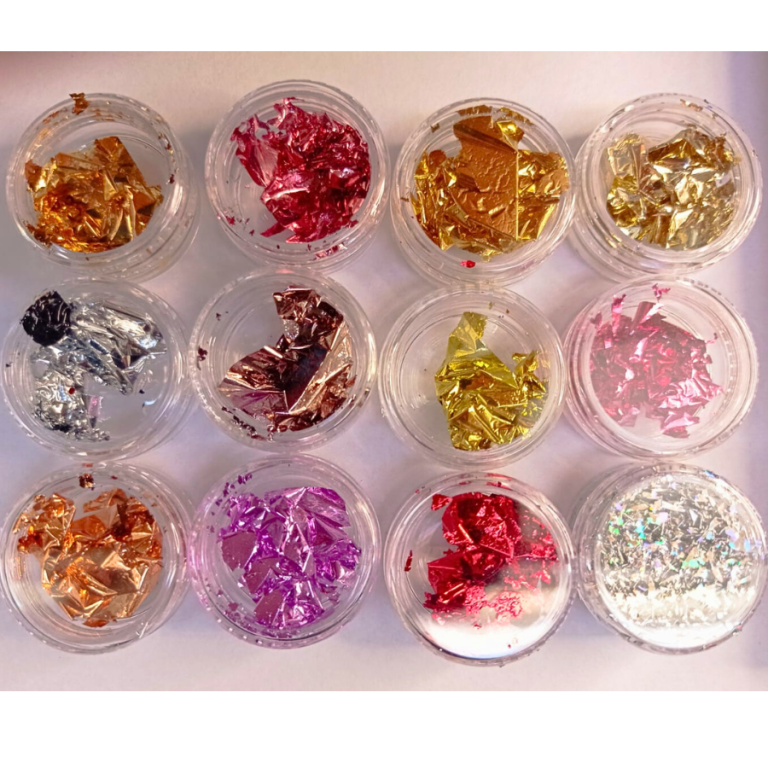 ENFEITE FOLHAS DE OURO COLORIDAS ZEM COM 12 UN