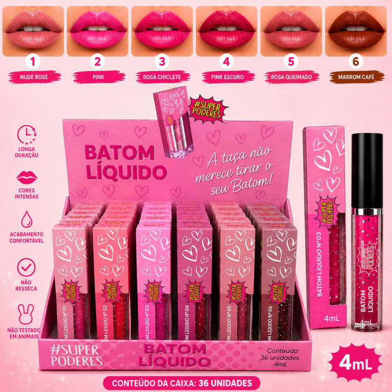 BATOM LÍQUIDO 6 CORES SUPER PODERES *VENCIMENTO 08/26