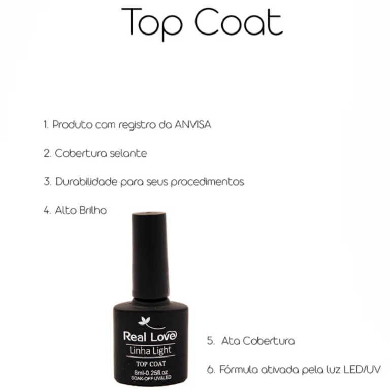 TOP COAT LINHA LIGHT REAL LOVE 8 ML