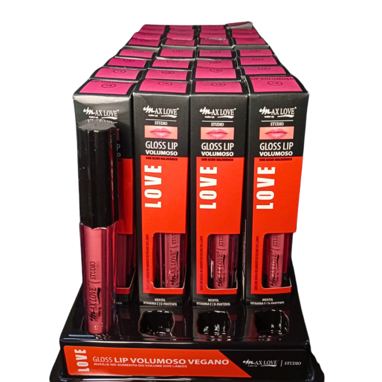 LIP GLOSS VOLUMOSO COR 18 MAX LOVE BOX COM 32 UN
