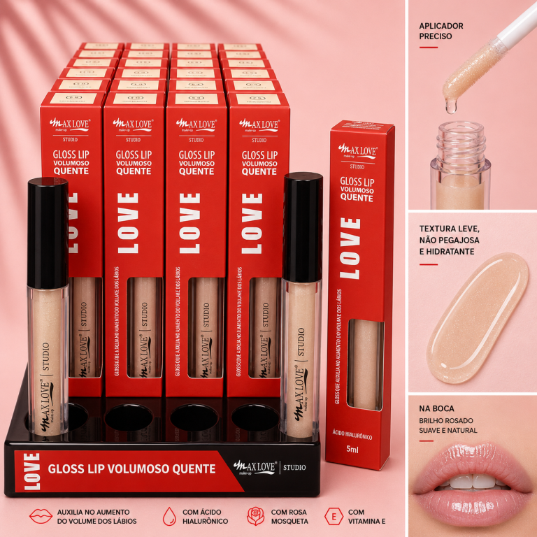 LIP GLOSS VOLUMOSO QUENTE COR 151 MAX LOVE BOX COM 32 UN