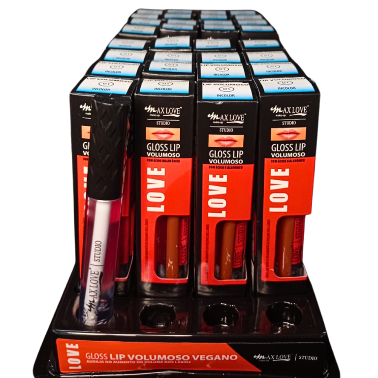 LIP GLOSS VOLUMOSO COR 01 INCOLOR MAX LOVE BOX COM 32 UN