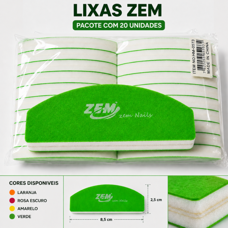 PACOTE MINI LIXA COLORIDA CURVA RETA PACOTE COM 20 ZEM